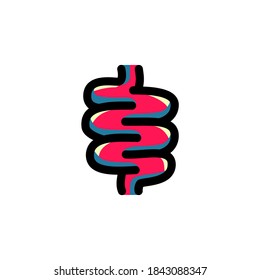 Ilustración de vectores con logotipo de iconos. Gran Hospital de Clínica de Atención Médica Intestina en el Cuerno de Estaño. Estilo de contorno.
