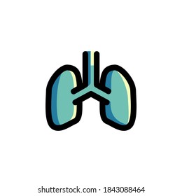 Ilustración de vectores con logotipo de iconos. Hospital de la Clínica Pulmonológica de los Pulmones. Estilo de contorno.
