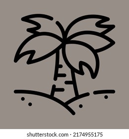 Icon, logo, vector illustration of a palm tree isolated on gray background. suitable for holidays, plantations, nature, patterns and logos.
