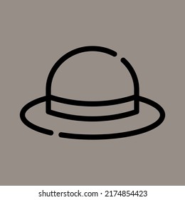 Icon, logo, vector illustration of Pamela's hat isolated on gray background. sun hat. perfect for holiday, fashion, beach, patterns and logos.