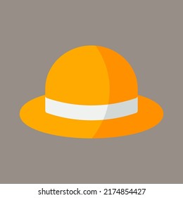 Icon, logo, vector illustration of Pamela's hat isolated on gray background. sun hat. perfect for holiday, fashion, beach, patterns and logos.