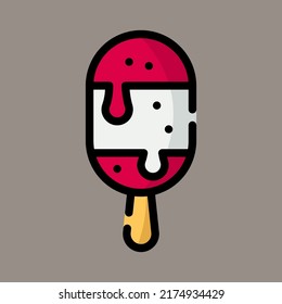 Icon, logo, vector illustration of popsicle isolated on gray background. suitable for restaurants, sweets, cafes, patterns and logos.