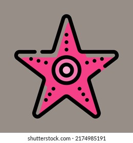 Icon, logo, vector illustration of starfish isolated on gray background. suitable for tourism, animals, patterns, designs and logos.
