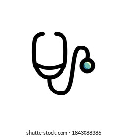 Icon Logo Vector Illustration. Doctor’s Stethoscope Health Care Clinic Hospital. Outline Style.
