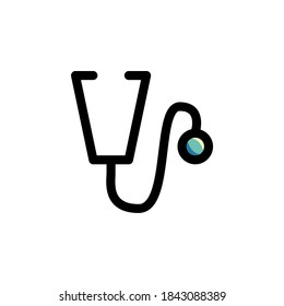 Symbollogo, Vektorgrafik. Ärztliches Stethoskop-Klinikkrankenhaus. Rahmenstil.
