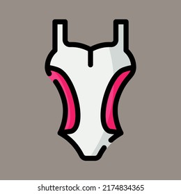 Icon, logo, vector illustration of women's swimsuit isolated with gray background. one piece swimsuit. suitable for clothing, swimming, sports and swimming pools.