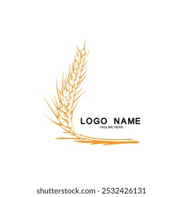 Icon and logo of wheat ears in golden yellow. For identity. Organic wheat, bread farming.