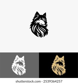 Icon Logo wolf vector silhouette black and white 