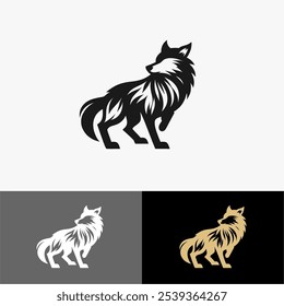 Icon Logo wolf vector silhouette black and white 