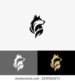 Icon Logo wolf vector silhouette black and white 