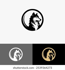 Icon Logo wolf vector silhouette black and white 