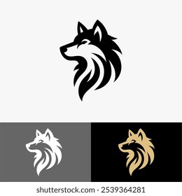 Icon Logo wolf vector silhouette black and white 