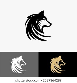 Ícone Logo lobo vetor silhueta preto e branco 