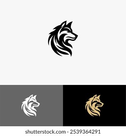 Icon Logo wolf vector silhouette black and white 