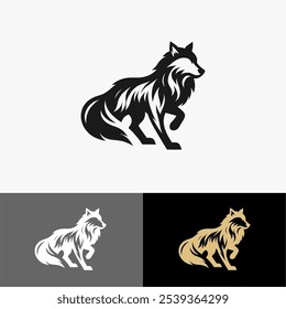 Icon Logo wolf vector silhouette black and white 