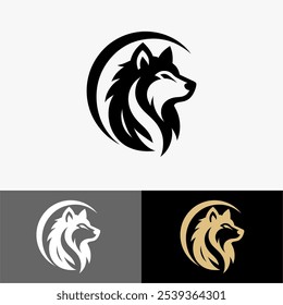 Icon Logo wolf vector silhouette black and white 