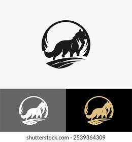 Icon Logo wolf vector silhouette black and white 