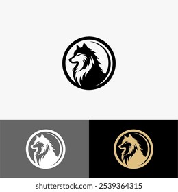 Icon Logo wolf vector silhouette black and white 