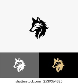 Icon Logo wolf vector silhouette black and white 