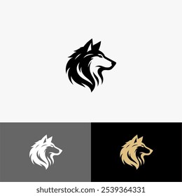 Icon Logo wolf vector silhouette black and white 