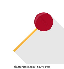Icon of lollipop with long shadow on white background.