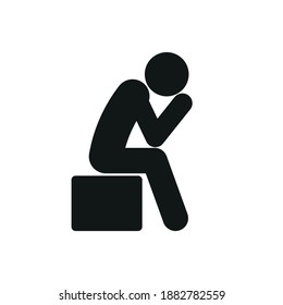 Icon Of A Lonely Sad Person. Simple Vector Illustration On A White Background.