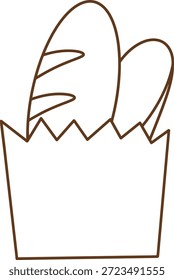 Icon of a long French bread slice in a paper bag.