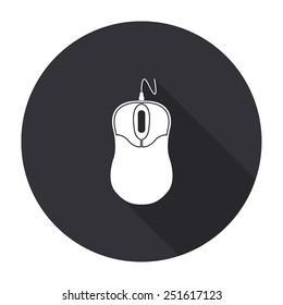  icon with long shadow - vector round button