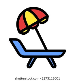 Icon longue chair, beach, Holyday. editable file and color.