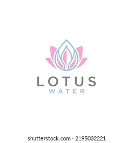 Icon Lotus Combination Water Logo Design
