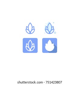 icon lotus Flower blue vector on white background. logo. web. Symbols. design.  illustration. nature