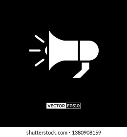 Icon loudspeaker or megaphone graphic design. Stock vector illustration flat design style isolated on black background