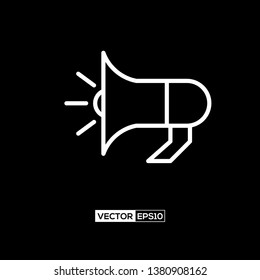Icon loudspeaker or megaphone graphic design. Stock vector illustration flat design style isolated on black background