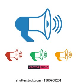 Icon loudspeaker or megaphone graphic design. Stock vector illustration colorful flat design style isolated on white background