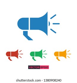 Icon loudspeaker or megaphone graphic design. Stock vector illustration colorful flat design style isolated on white background