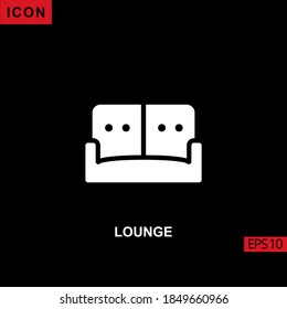 Icon lounge with sofa. Flat, glyph or filled vector icon symbol sign collection for mobile concept and web apps design.