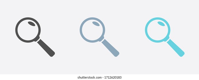Icon of loupe. Search button. Magnifying glass. Flat design style. 
