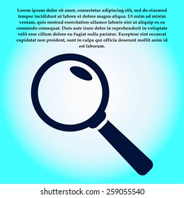 Icon of loupe. Search button .Magnifying glass. Flat design style. Vector EPS10.