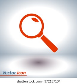 Icon of loupe. Search button .Magnifying glass. Flat design style. Vector EPS10.