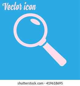 Icon of loupe. Search button .Magnifying glass. Flat design style. Vector EPS10.