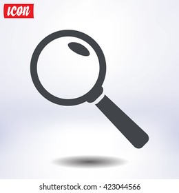 Icon of loupe. Search button .Magnifying glass. Flat design style. Vector EPS10.