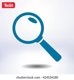 Icon of loupe. Search button .Magnifying glass. Flat design style. Vector EPS10.