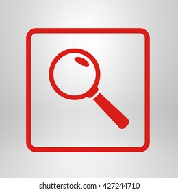 Icon of loupe. Search button .Magnifying glass. Flat design style. Vector EPS10.