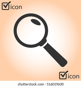Icon of loupe. Search button .Magnifying glass. Flat design style. Vector EPS10.