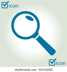 Icon of loupe. Search button .Magnifying glass. Flat design style. Vector EPS10.