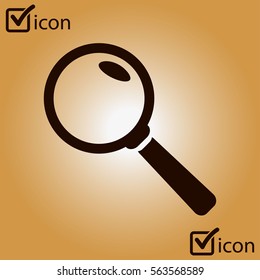 Icon of loupe. Search button. Magnifying glass. Flat design style. 