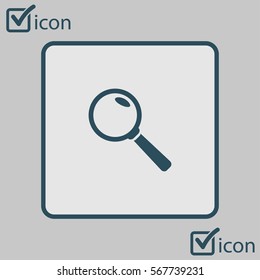 Icon of loupe. Search button. Magnifying glass. Flat design style. 