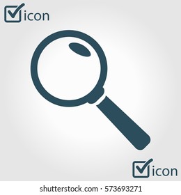 Icon of loupe. Search button. Magnifying glass. Flat design style. 