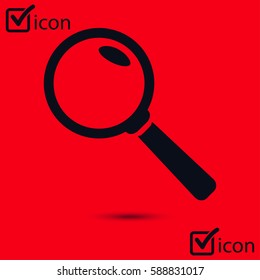 Icon of loupe. Search button. Magnifying glass. Flat design style. 