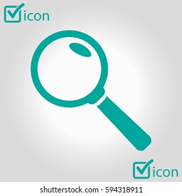 Icon of loupe. Search button. Magnifying glass. Flat design style. 